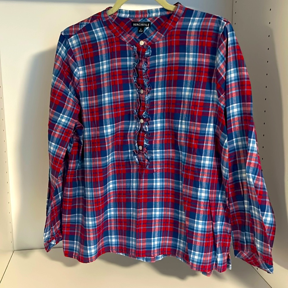 J Crew size L ruffle flannel